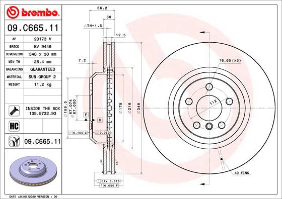 Brembo 09.C665.11 - Тормозной диск avtokuzovplus.com.ua