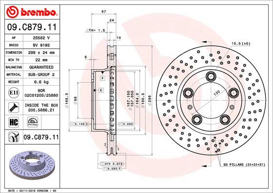 Brembo 09.C879.11 - Гальмівний диск autocars.com.ua