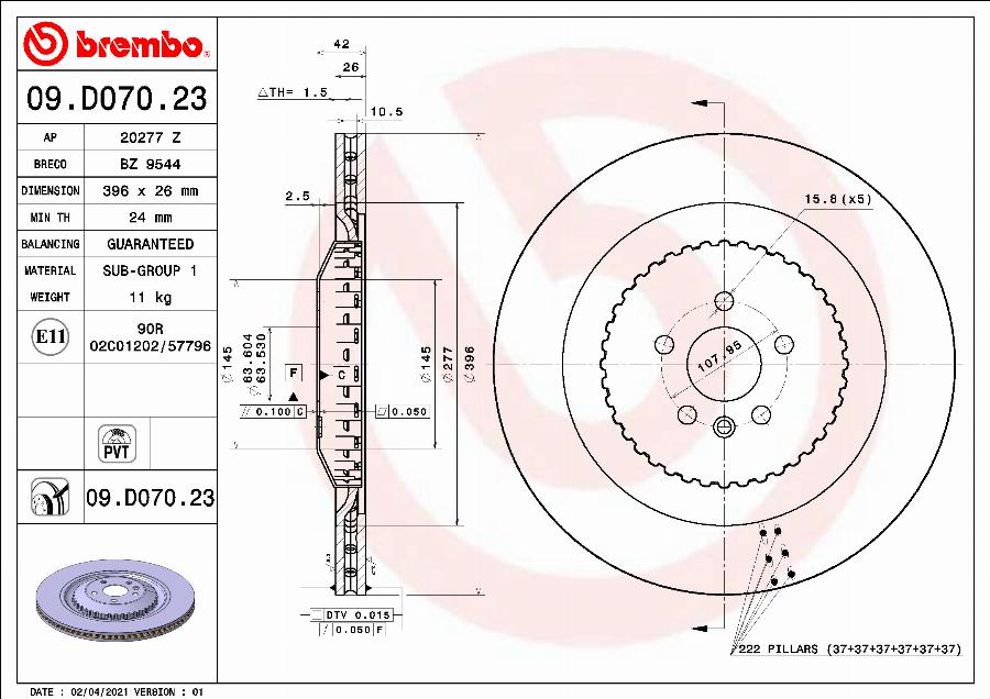 Brembo 09.D070.23 - Гальмівний диск autocars.com.ua