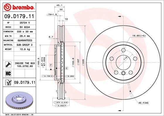 Brembo 09.D179.11 - Гальмівний диск autocars.com.ua