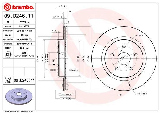 Brembo 09.D246.11 - Тормозной диск avtokuzovplus.com.ua
