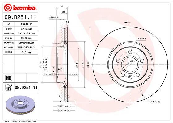 Brembo 09.D251.11 - Тормозной диск avtokuzovplus.com.ua