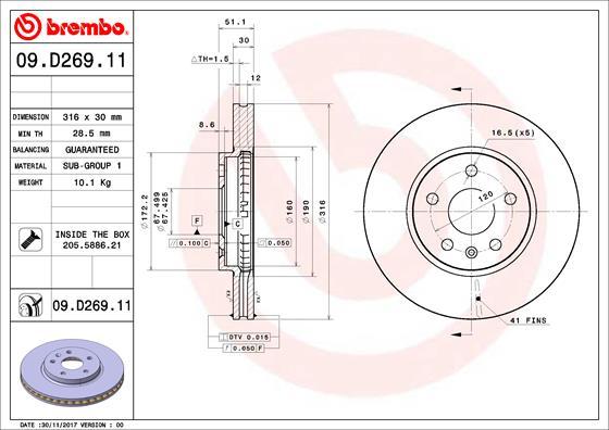 Brembo 09.D269.11 - Тормозной диск avtokuzovplus.com.ua