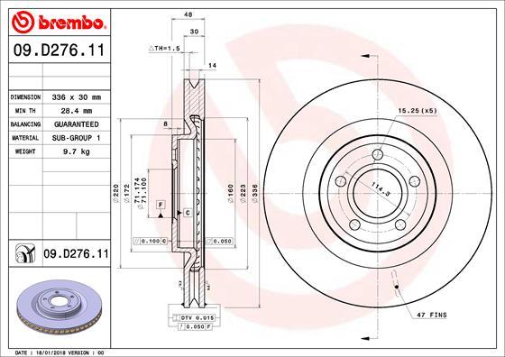 Brembo 09.D276.11 - Тормозной диск avtokuzovplus.com.ua