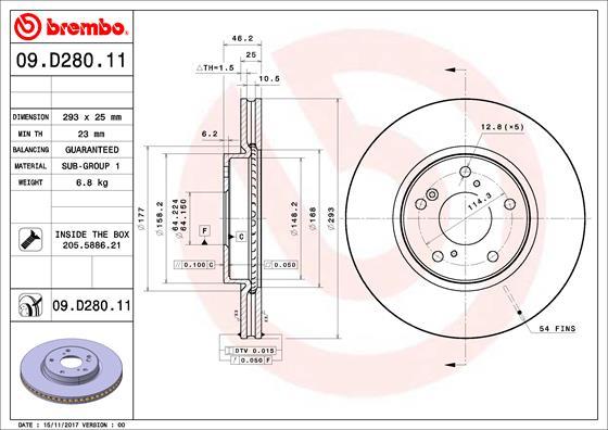 Brembo 09.D280.11 - Тормозной диск avtokuzovplus.com.ua