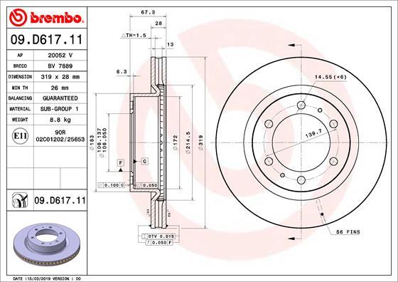 Brembo 09.D617.11 - Тормозной диск autodnr.net