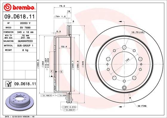 Brembo 09.D618.11 - Тормозной диск autodnr.net