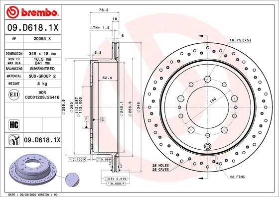 Brembo 09.D618.1X - Тормозной диск autodnr.net