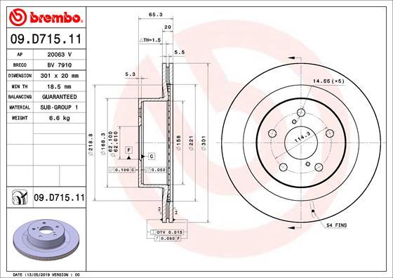 Brembo 09.D715.11 - Гальмівний диск autocars.com.ua