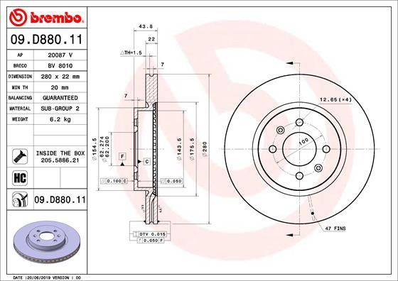 Brembo 09.D880.11 - Гальмівний диск autocars.com.ua