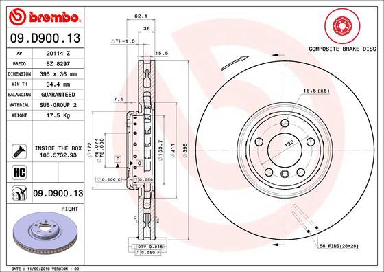 Brembo 09.D900.13 - Гальмівний диск autocars.com.ua