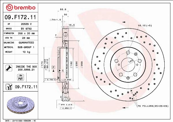 Brembo 09.F172.11 - Гальмівний диск autocars.com.ua