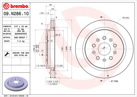 Brembo 09.N286.11 - Тормозной диск avtokuzovplus.com.ua