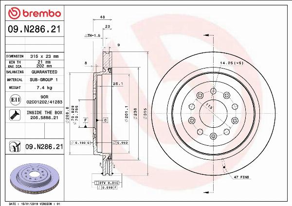 Brembo 09.N286.21 - Гальмівний диск autocars.com.ua