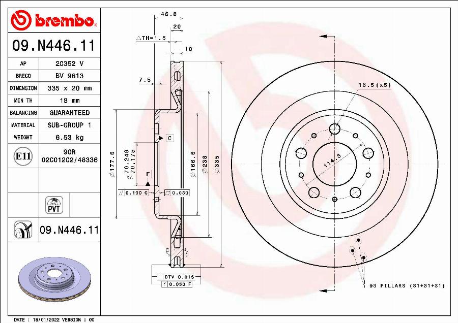 Brembo 09.N446.11 - Гальмівний диск autocars.com.ua