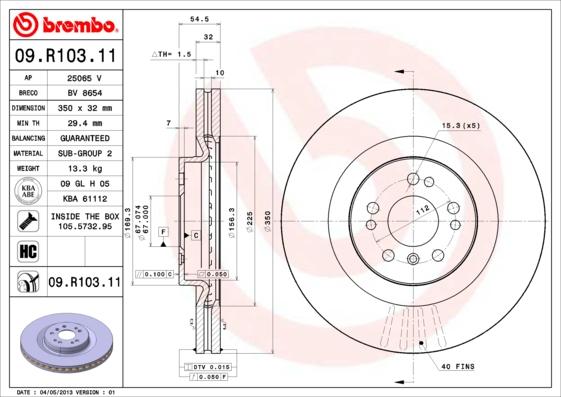 Brembo 09.R103.11 - Гальмівний диск autocars.com.ua