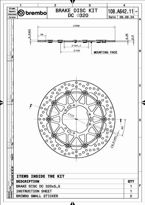 Brembo 108A64211 - Гальмівний диск autocars.com.ua