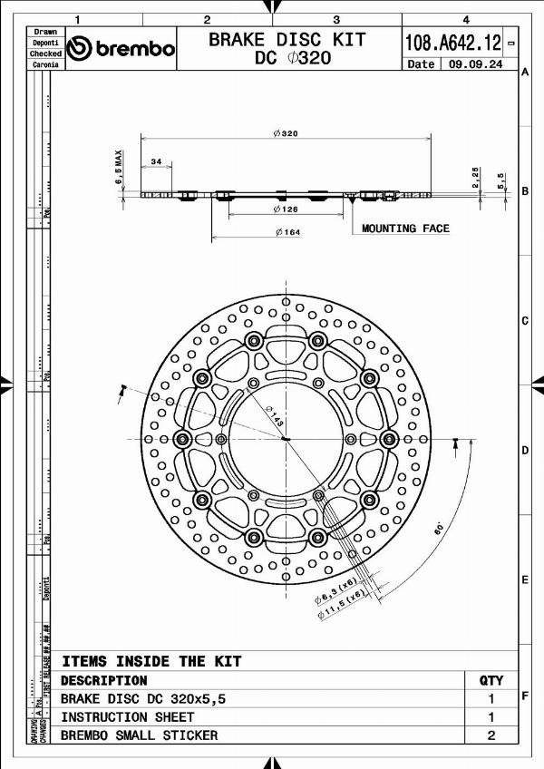 Brembo 108A64212 - Гальмівний диск autocars.com.ua