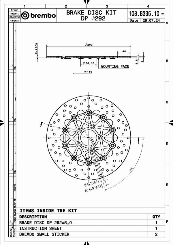 Brembo 108B33510 - Гальмівний диск autocars.com.ua