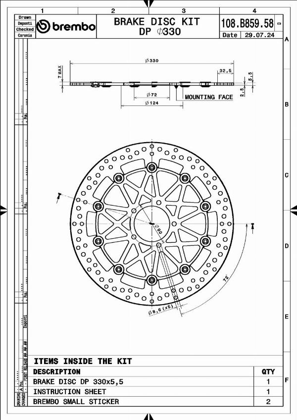 Brembo 108B85958 - Гальмівний диск autocars.com.ua
