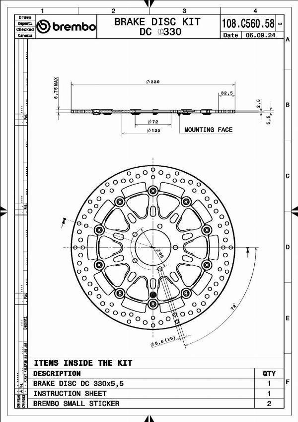 Brembo 108C56058 - Гальмівний диск autocars.com.ua