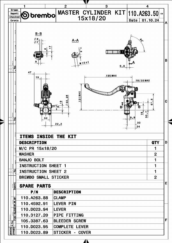 Brembo 110A26350 - Головний циліндр, система зчеплення autocars.com.ua