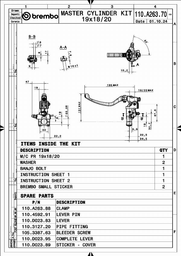 Brembo 110A26370 - Головний циліндр, система зчеплення autocars.com.ua
