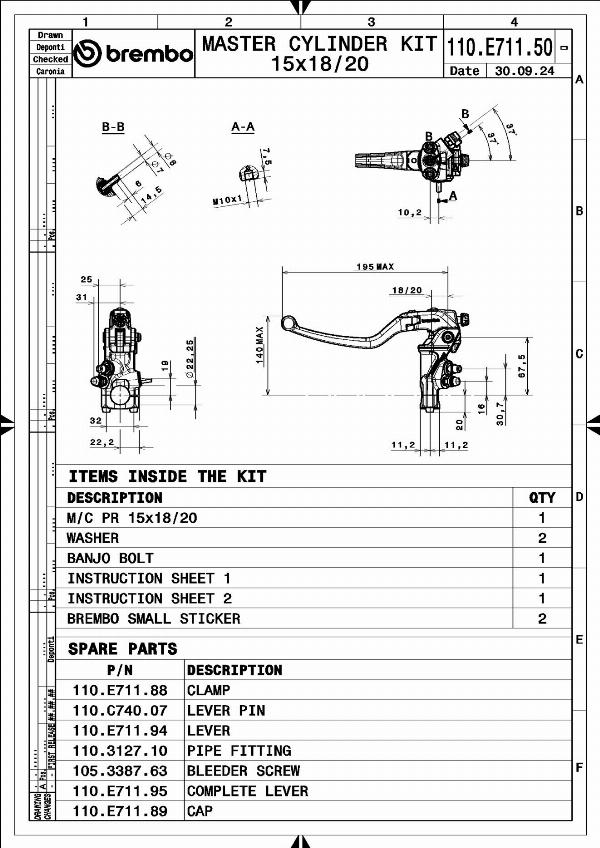 Brembo 110E71150 - Головний циліндр, система зчеплення autocars.com.ua