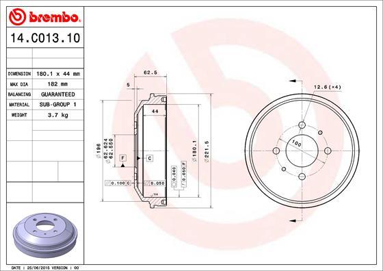 Brembo 14.C013.10 - Тормозной барабан autodnr.net