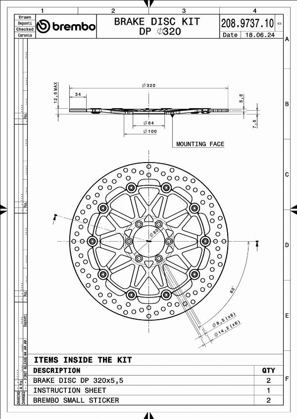 Brembo 208973710 - Гальмівний диск autocars.com.ua