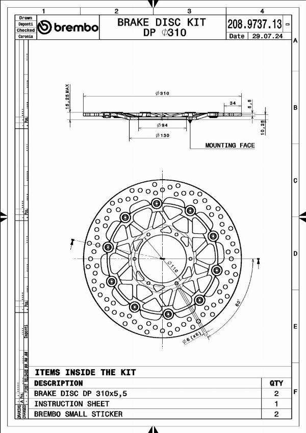 Brembo 208973713 - Гальмівний диск autocars.com.ua