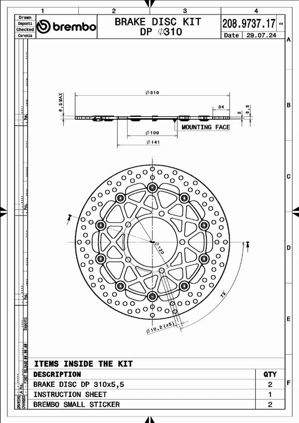 Brembo 208973717 - Гальмівний диск autocars.com.ua