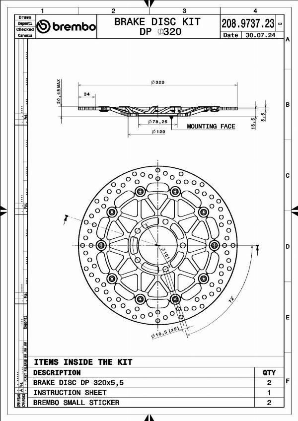 Brembo 208973723 - Гальмівний диск autocars.com.ua