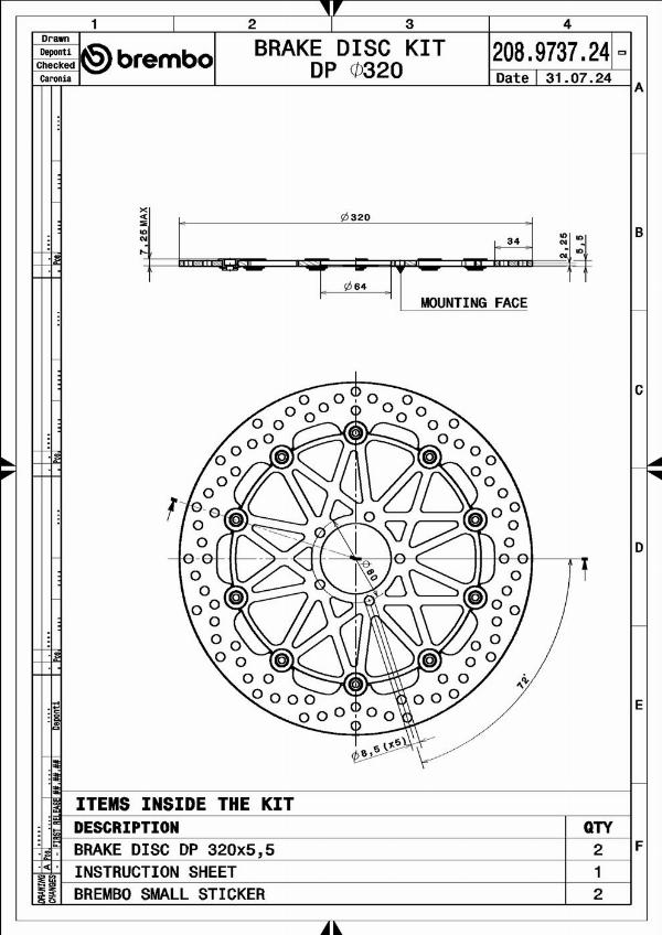 Brembo 208973724 - Гальмівний диск autocars.com.ua