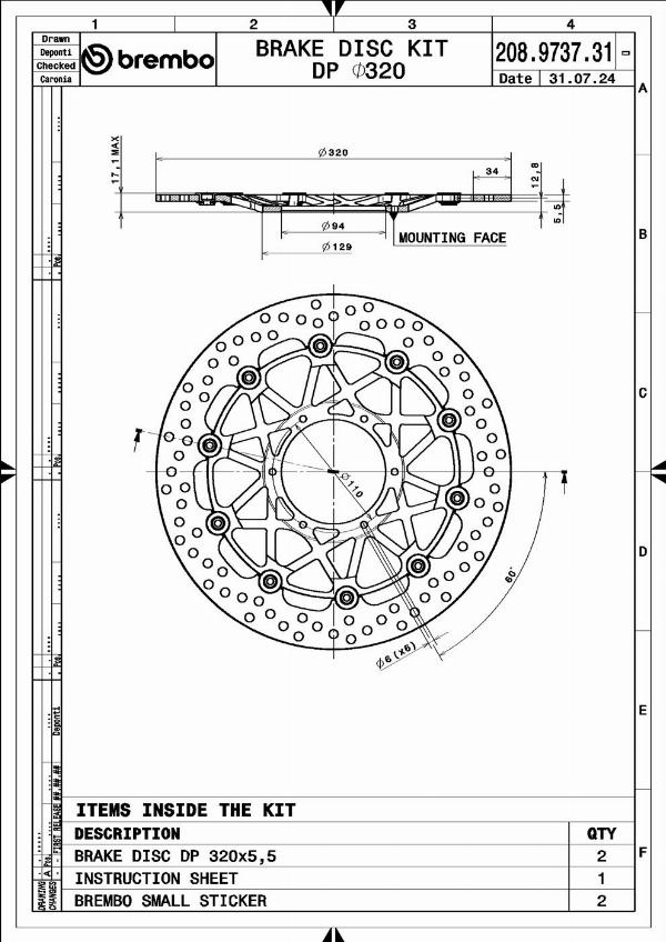 Brembo 208973731 - Гальмівний диск autocars.com.ua