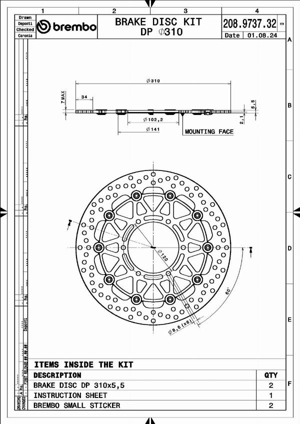 Brembo 208973732 - Гальмівний диск autocars.com.ua