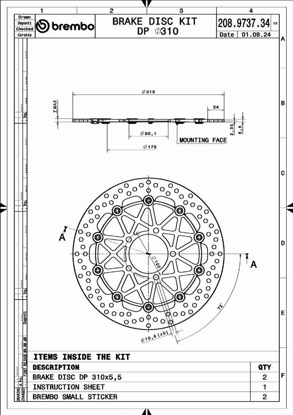 Brembo 208973734 - Гальмівний диск autocars.com.ua