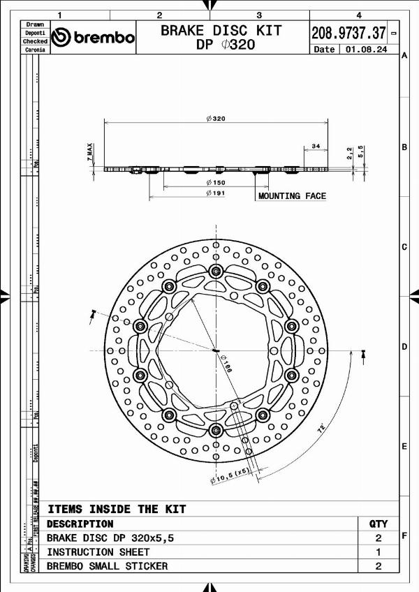 Brembo 208973737 - Гальмівний диск autocars.com.ua