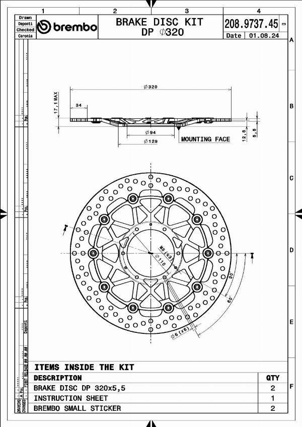 Brembo 208973745 - Гальмівний диск autocars.com.ua