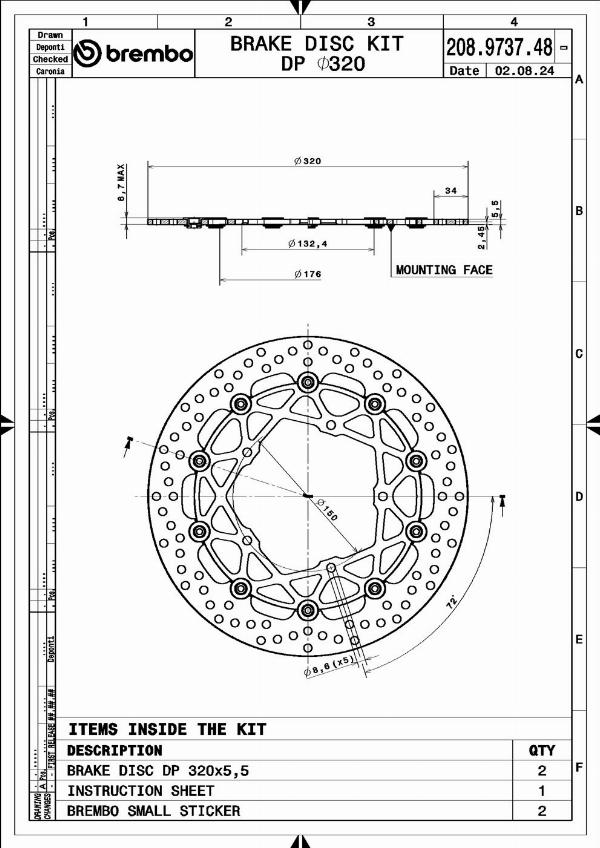 Brembo 208973748 - Гальмівний диск autocars.com.ua