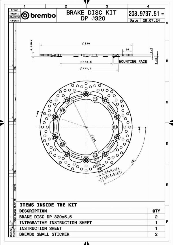 Brembo 208973751 - Гальмівний диск autocars.com.ua