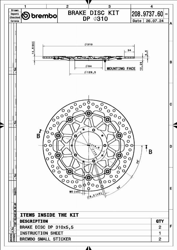 Brembo 208973760 - Гальмівний диск autocars.com.ua