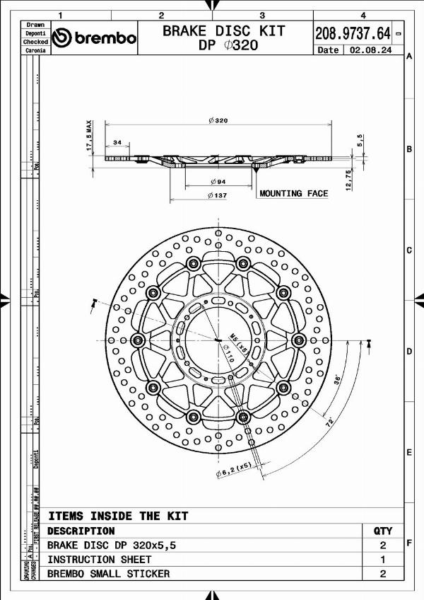 Brembo 208973764 - Гальмівний диск autocars.com.ua