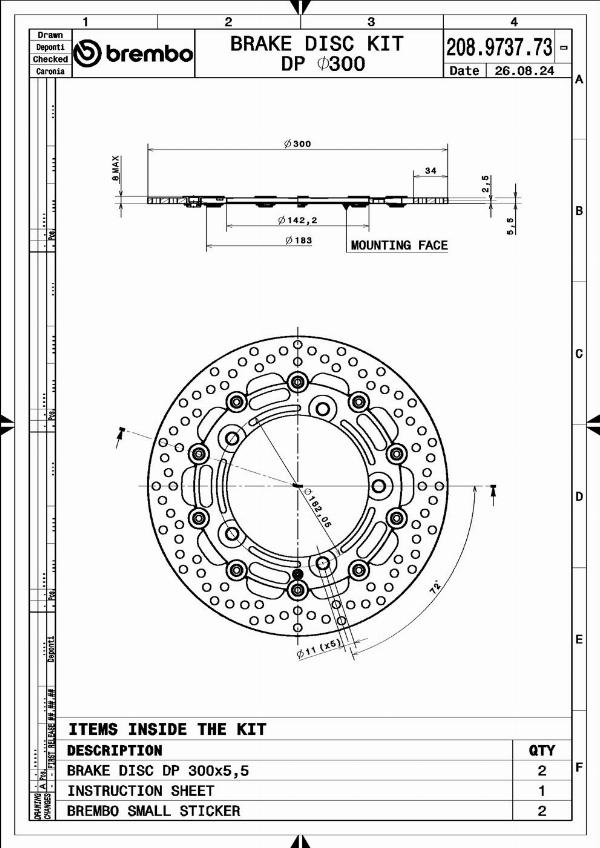Brembo 208973773 - Гальмівний диск autocars.com.ua