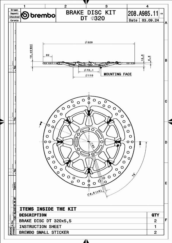 Brembo 208A98511 - Гальмівний диск autocars.com.ua