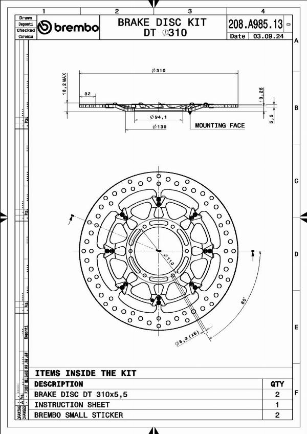 Brembo 208A98513 - Гальмівний диск autocars.com.ua