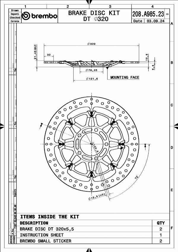 Brembo 208A98523 - Гальмівний диск autocars.com.ua