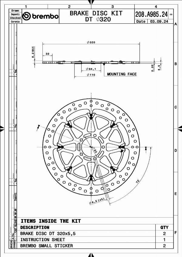 Brembo 208A98524 - Гальмівний диск autocars.com.ua