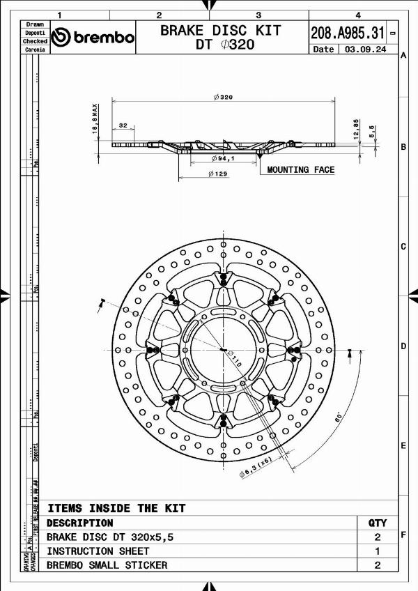 Brembo 208A98531 - Гальмівний диск autocars.com.ua