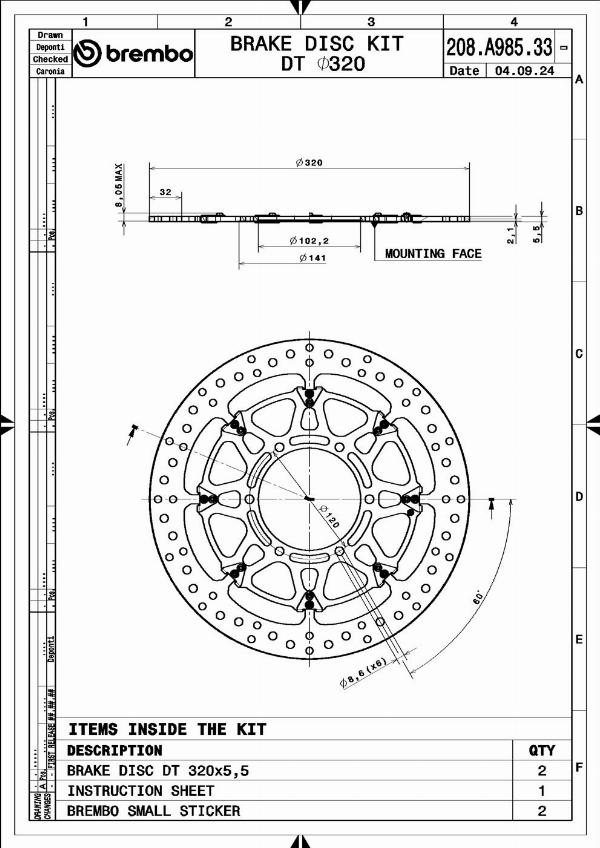 Brembo 208A98533 - Гальмівний диск autocars.com.ua